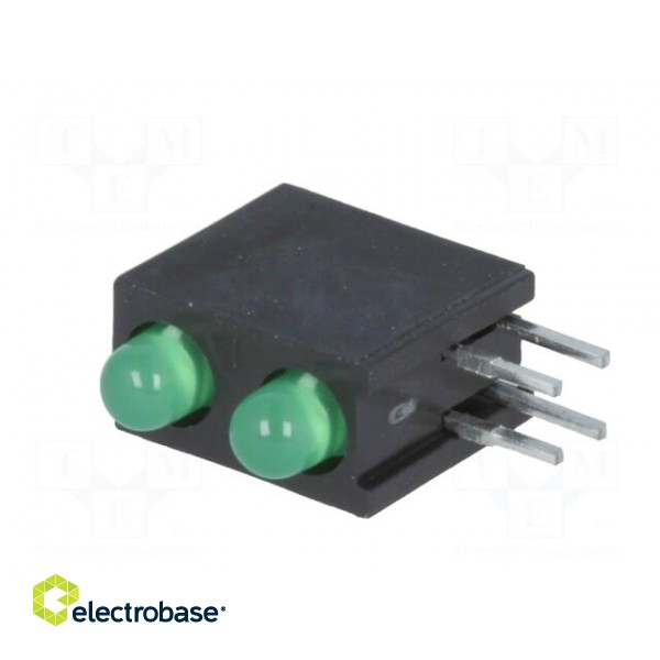 LED | in housing | green | 3mm | No.of diodes: 2 | 20mA | 60° | 2.2÷2.5V фото 4