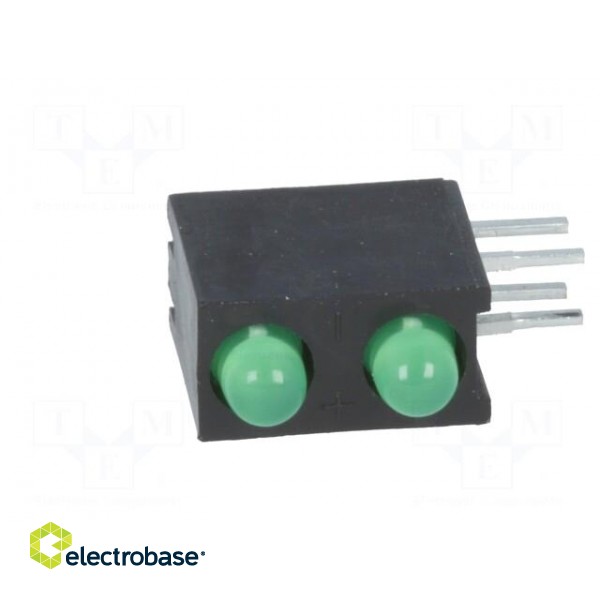 LED | in housing | green | 3mm | No.of diodes: 2 | 20mA | 60° | 2.2÷2.5V фото 3