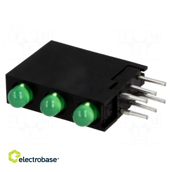 LED | in housing | green | 3mm | No.of diodes: 3 | 20mA | 40° | 2.2÷2.5V фото 1