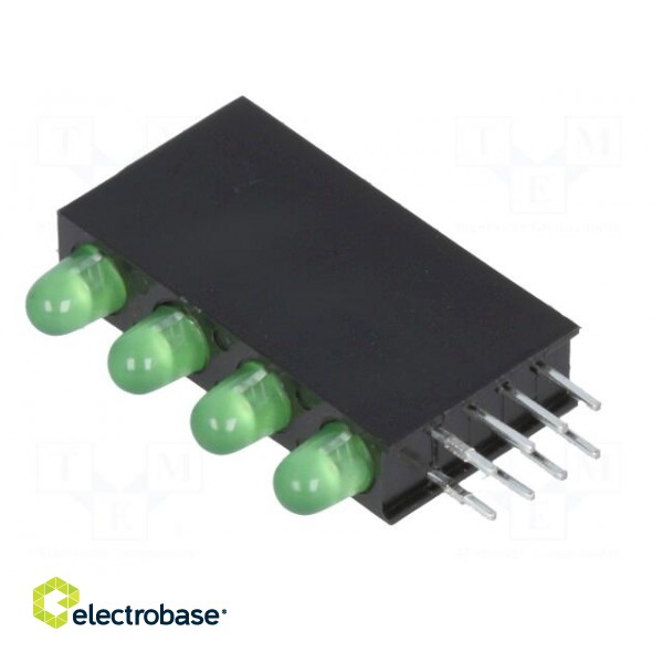 LED | in housing | green | 3mm | No.of diodes: 4 | 20mA | 80° | 1.6÷2.6V фото 4