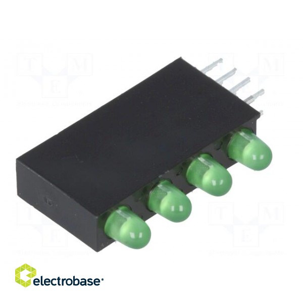 LED | in housing | green | 3mm | No.of diodes: 4 | 20mA | 80° | 1.6÷2.6V paveikslėlis 2