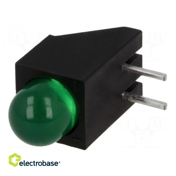 LED | in housing | green | 5mm | No.of diodes: 1 | 20mA | 60° | 2.2÷2.5V paveikslėlis 1