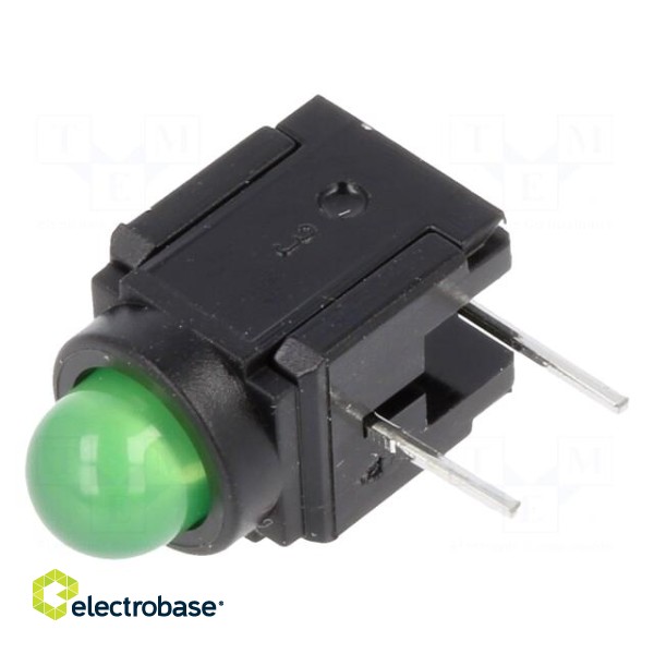 LED | in housing | green | 5mm | No.of diodes: 1 | 30mA | Lens: green | 60°