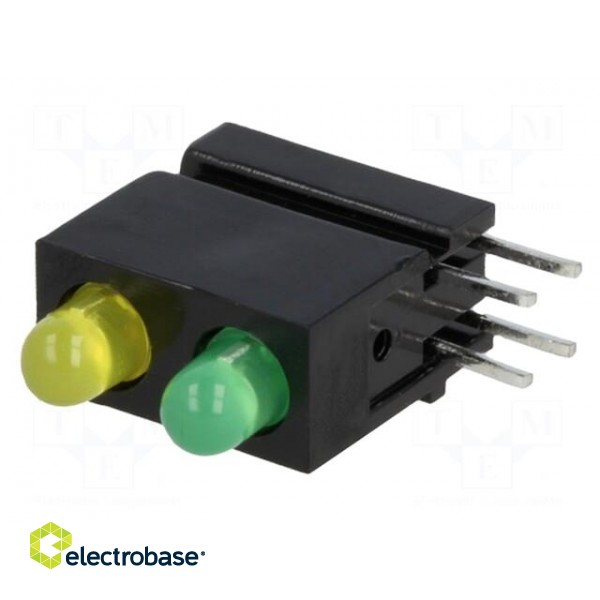 LED | in housing | green,yellow | 3mm | No.of diodes: 2 | 20mA image 1