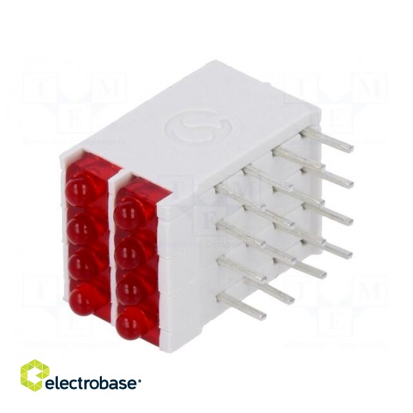 LED | in housing | red | 1.8mm | No.of diodes: 8 | 10mA | 38° | 2V | 13mcd image 1