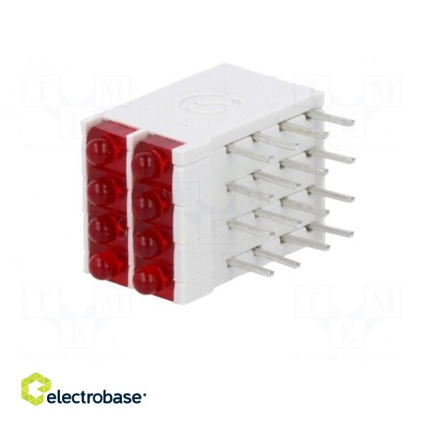 LED | in housing | red | 1.8mm | No.of diodes: 8 | 10mA | 38° | 2V | 13mcd image 2