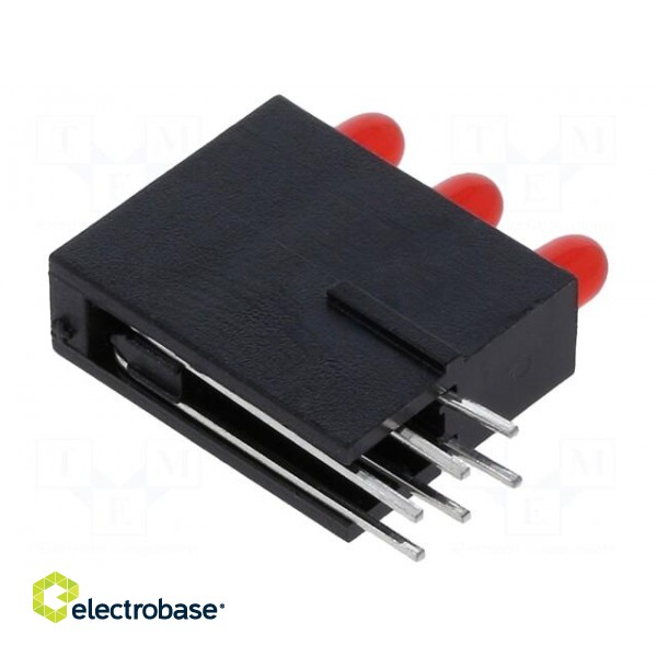 LED | in housing | red | 2.8mm | No.of diodes: 3 | 20mA | 60° | 1.2÷4mcd paveikslėlis 2