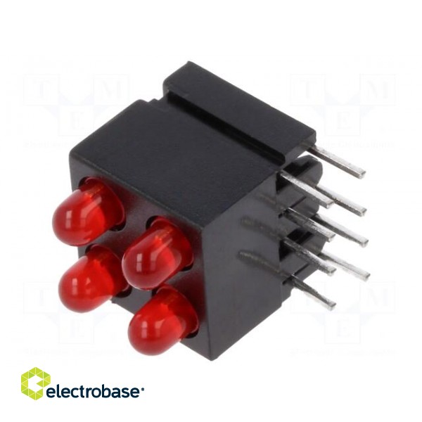 LED | in housing | red | 2.8mm | No.of diodes: 4 | 20mA | 60° | 1.2÷4mcd