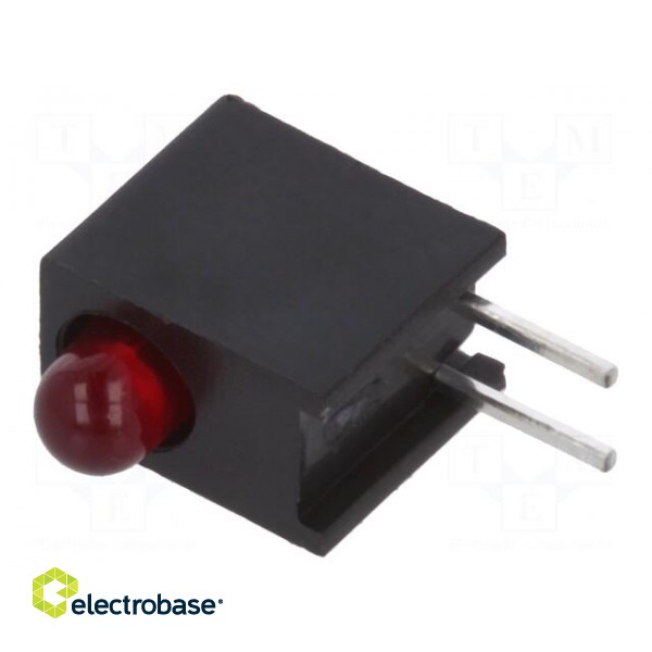 LED | in housing | red | 3mm | No.of diodes: 1 | 10mA | Lens: diffused,red фото 1
