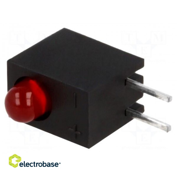 LED | in housing | red | 3mm | No.of diodes: 1 | 20mA | Lens: diffused,red paveikslėlis 1