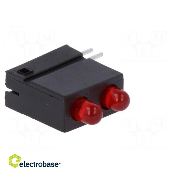 LED | in housing | red | 3mm | No.of diodes: 2 | 20mA | Lens: diffused,red paveikslėlis 8