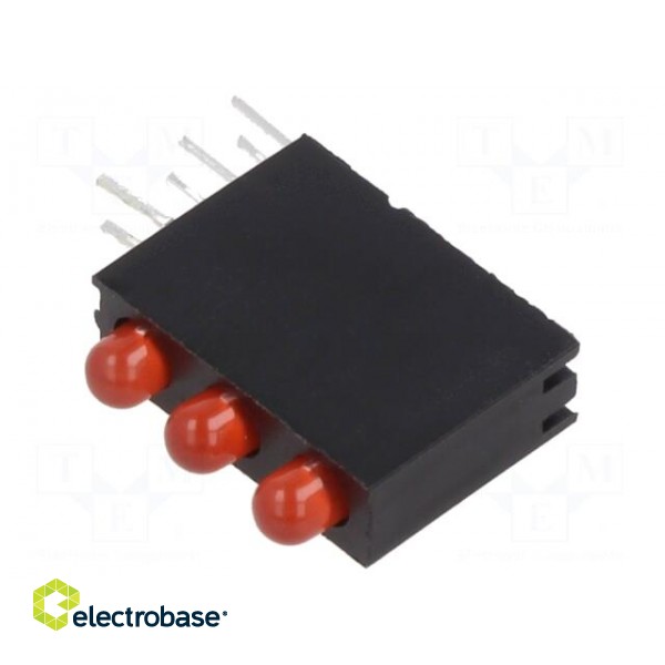 LED | in housing | red | 3mm | No.of diodes: 3 | 20mA | Lens: diffused | 30°
