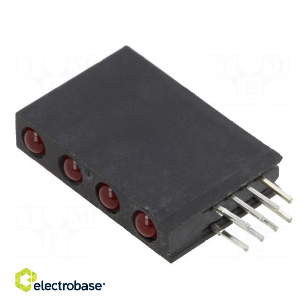LED | in housing | red | 3mm | No.of diodes: 4 | 20mA | Lens: diffused | 40°