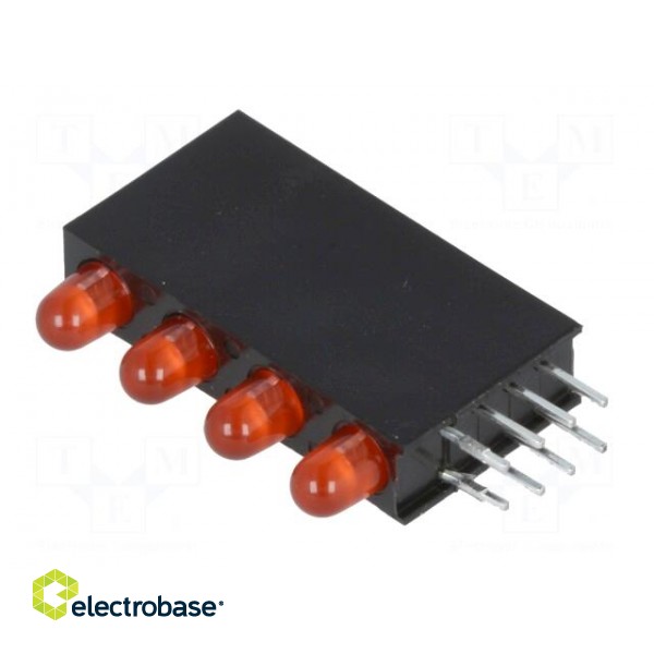 LED | in housing | red | 3mm | No.of diodes: 4 | 20mA | Lens: diffused,red image 4