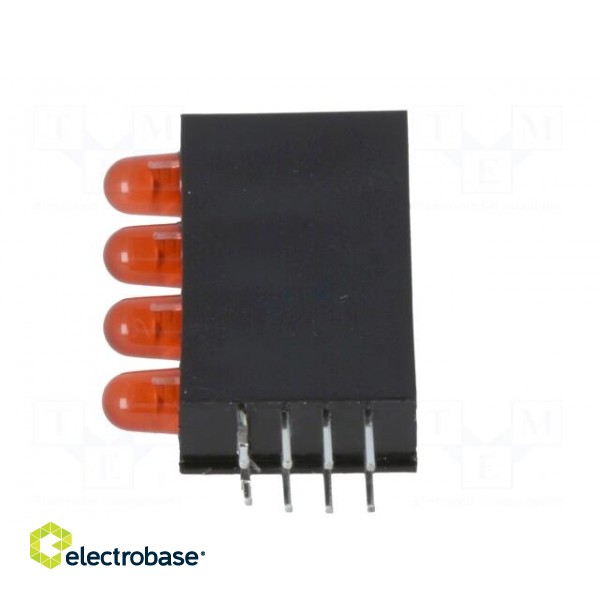 LED | in housing | red | 3mm | No.of diodes: 4 | 20mA | Lens: diffused,red paveikslėlis 5