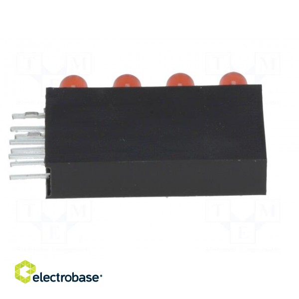 LED | in housing | red | 3mm | No.of diodes: 4 | 20mA | Lens: diffused,red фото 7