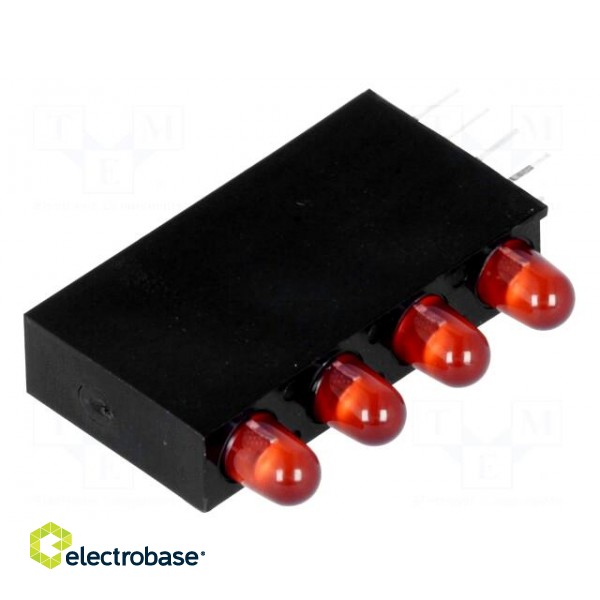LED | in housing | red | 3mm | No.of diodes: 4 | 20mA | Lens: red,diffused image 1