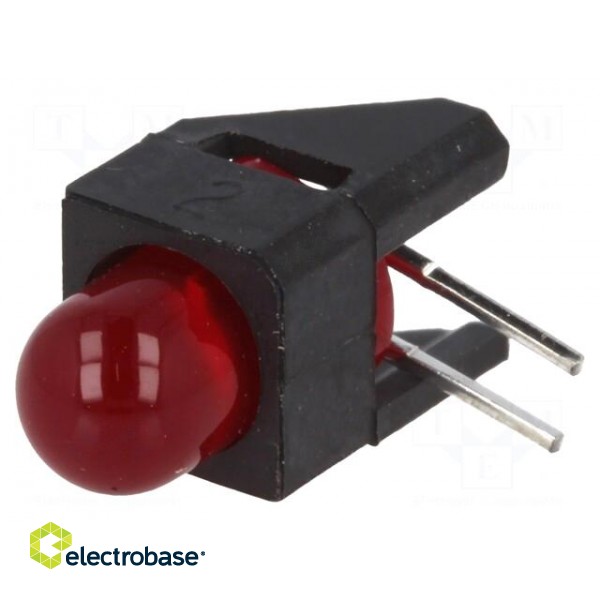 LED | in housing | red | 5mm | No.of diodes: 1 | 2mA | Lens: diffused,red image 1