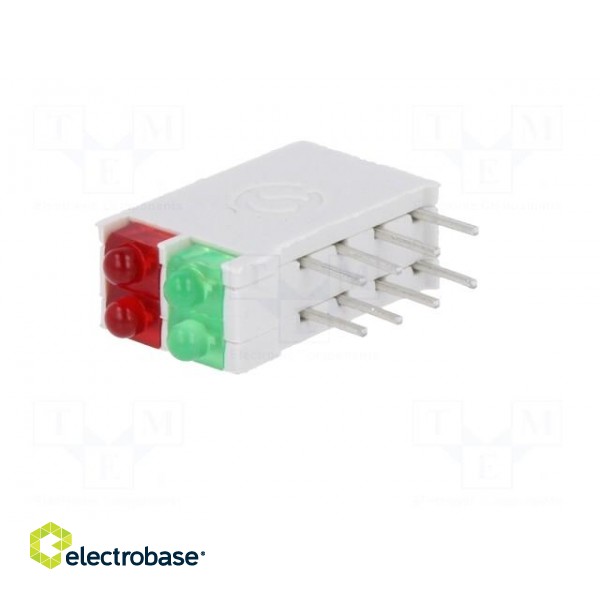 LED | in housing | red/green | 1.8mm | No.of diodes: 4 | 10mA | 38° paveikslėlis 2