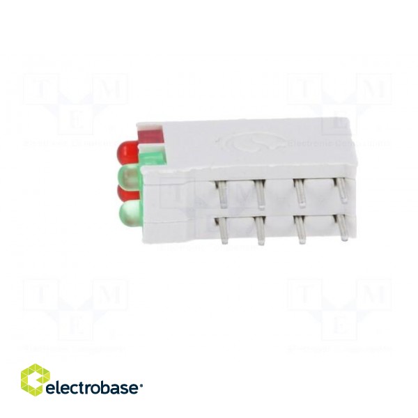 LED | in housing | red/green | 1.8mm | No.of diodes: 4 | 10mA | 38° paveikslėlis 3