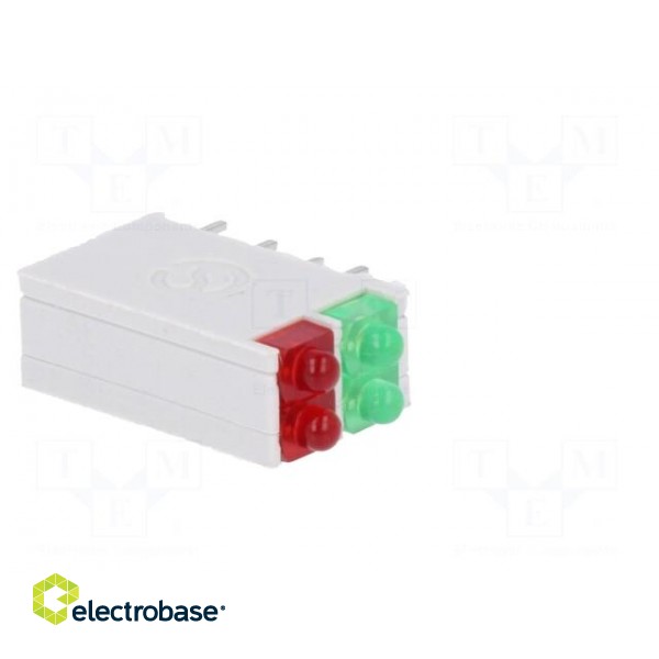 LED | in housing | red/green | 1.8mm | No.of diodes: 4 | 10mA | 38° paveikslėlis 8