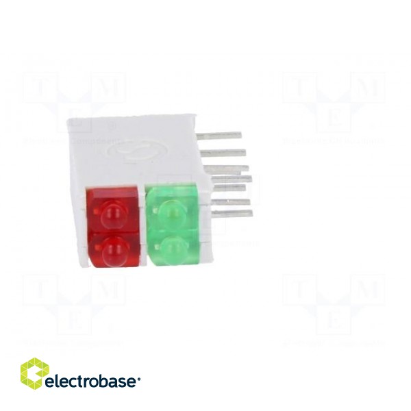 LED | in housing | red/green | 1.8mm | No.of diodes: 4 | 10mA | 38° paveikslėlis 9