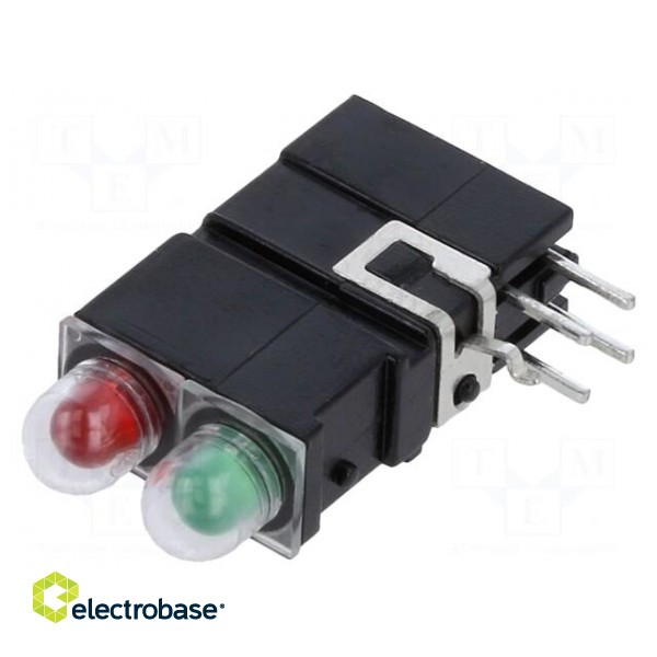 LED | in housing | red/green | 3.9mm | No.of diodes: 2 | 20mA | 60/40° paveikslėlis 1