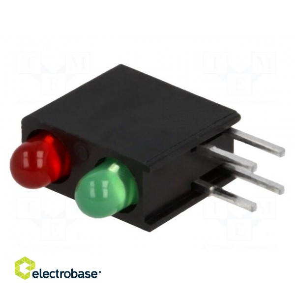 LED | in housing | red/green | 3mm | No.of diodes: 2 | 2mA | 40° фото 1
