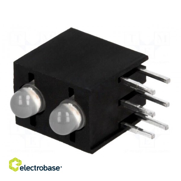 LED | in housing | red/green | 3mm | No.of diodes: 2 | 20mA | cathode | 60° фото 1