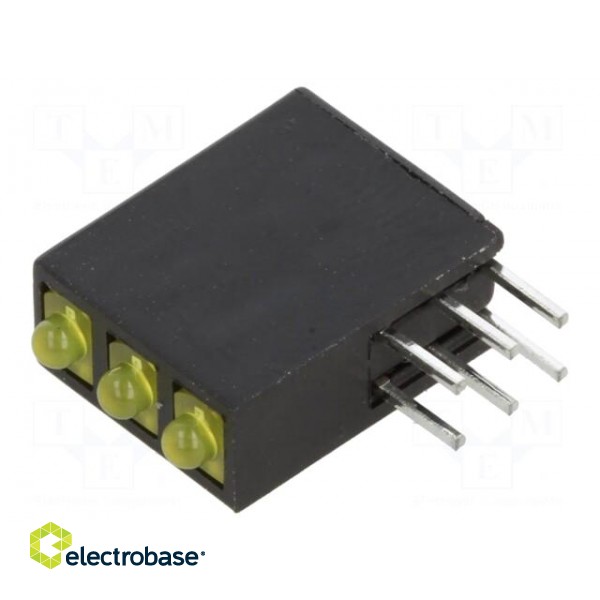 LED | in housing | yellow | 1.8mm | No.of diodes: 3 | 20mA | 50° | 2÷2.8V фото 1