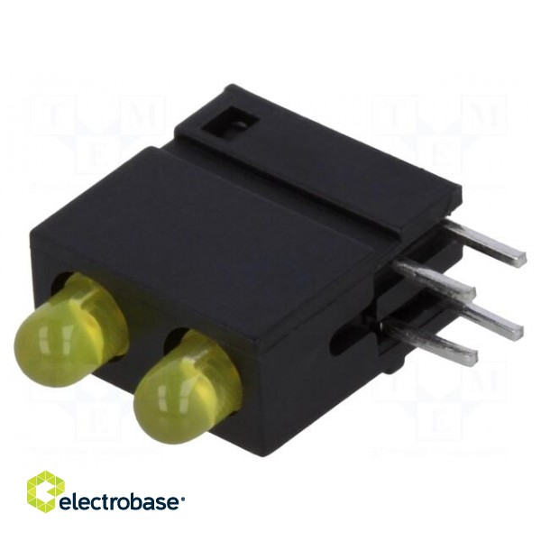 LED | in housing | yellow | 3mm | No.of diodes: 2 | 20mA | 40° | 2.1V | 25mcd image 1