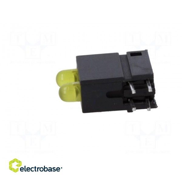 LED | in housing | yellow | 3mm | No.of diodes: 2 | 20mA | 40° | 2.1V | 25mcd фото 3