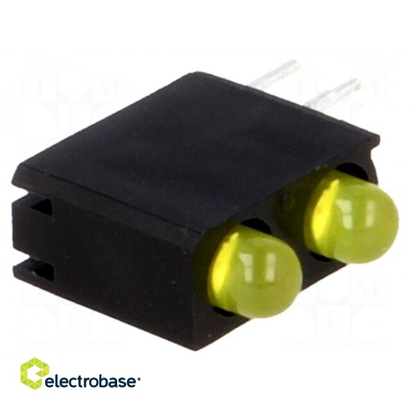 LED | in housing | yellow | 3mm | No.of diodes: 2 | 40° | 12mcd | λd: 588nm image 1