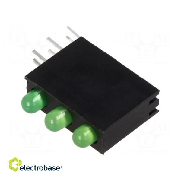LED | in housing | yellow green | 3mm | No.of diodes: 3 | 20mA | 30°