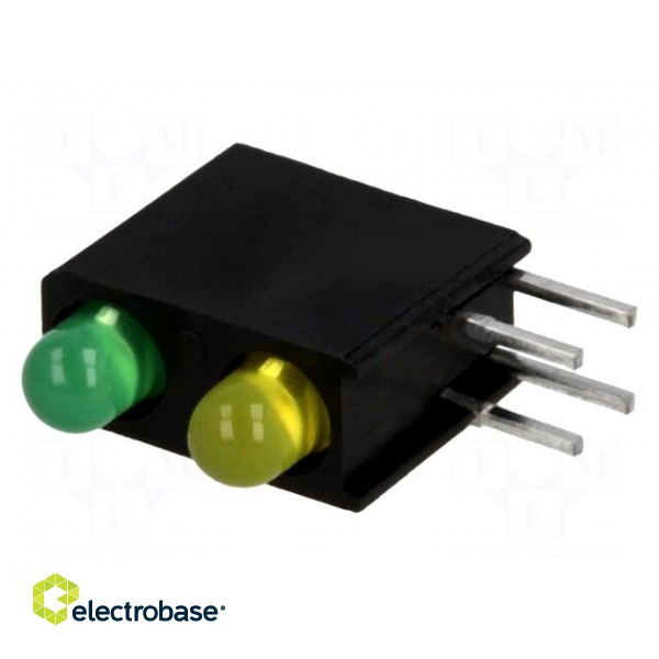 LED | in housing | yellow/green | 3mm | No.of diodes: 2 | 2mA | 40° image 1