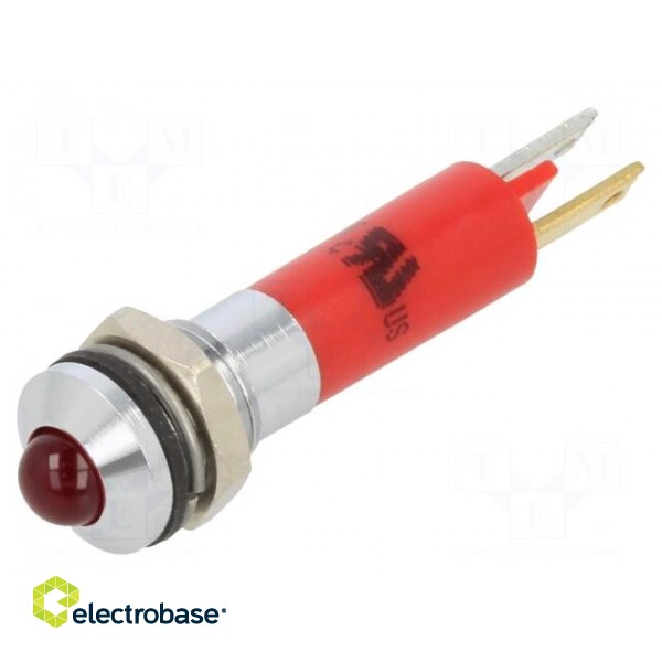 Indicator: LED | prominent | red | 24VDC | Ø8mm | IP67 | metal,plastic фото 1