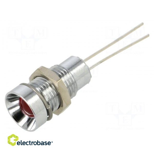 Indicator: LED | recessed | red | 3.5÷13VDC | Ø8mm | IP40 | 2pin | metal