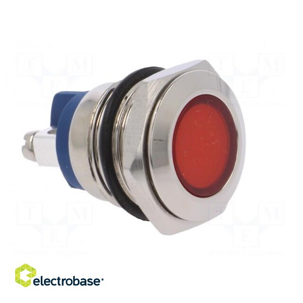Indicator: LED | flat | 12VDC | 12VAC | Cutout: Ø16mm | screw | brass фото 8