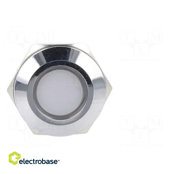 Indicator: LED | flat | white | 12VDC | 12VAC | Ø22mm | brass | Body: silver фото 9