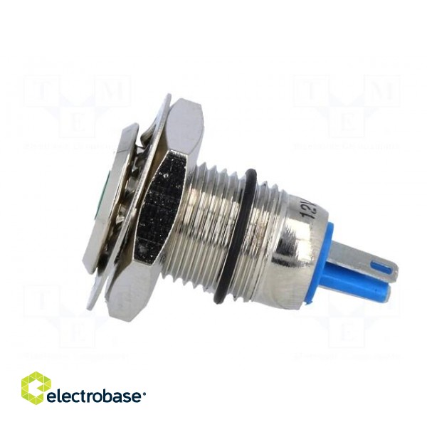 Indicator: LED | flat | green | 12VDC | Ø12mm | IP67 | for soldering image 3