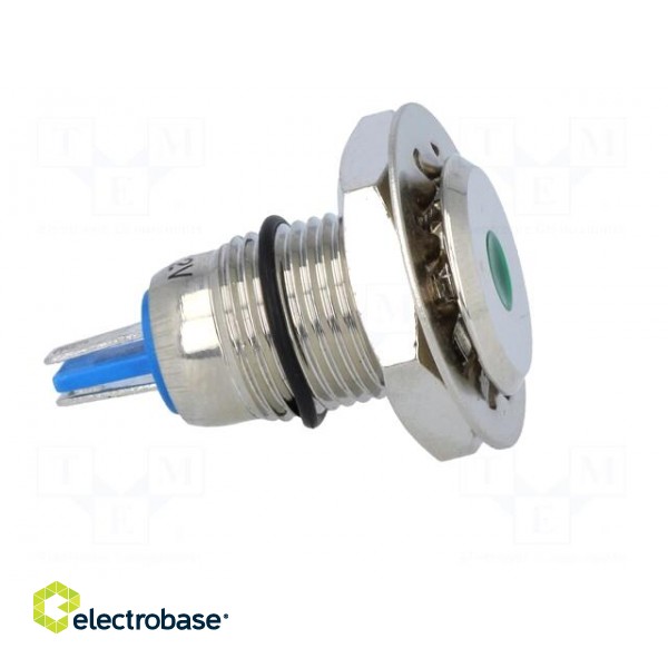 Indicator: LED | flat | green | 12VDC | Ø12mm | IP67 | for soldering image 7
