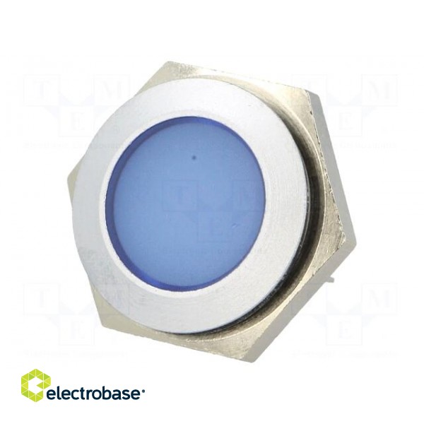 Indicator: LED | flat | blue | 24÷28VDC | Ø22mm | IP67 | metal | ØLED: 20mm