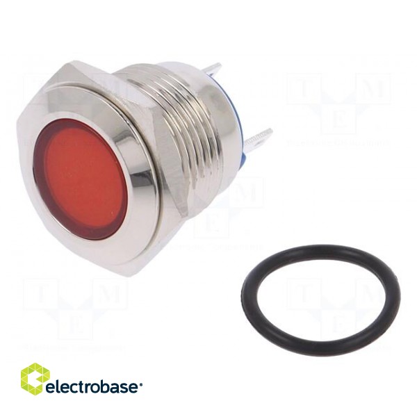 Indicator: LED | flat | 24VDC | 24VAC | Cutout: Ø16mm | brass image 1