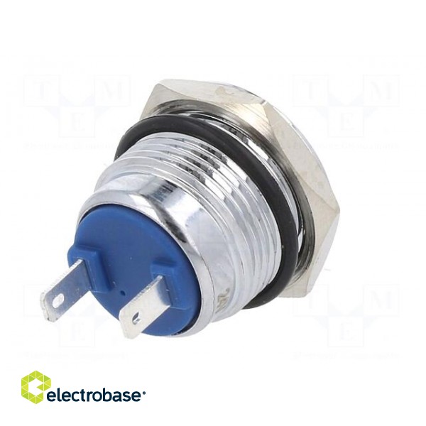 Indicator: LED | flat | blue | 24VDC | 24VAC | Ø16mm | brass | Body: silver фото 6