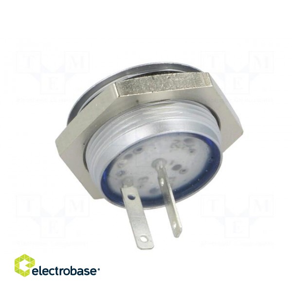 Indicator: LED | flat | 12÷14VDC | Cutout: Ø22mm | IP67 | metal фото 5