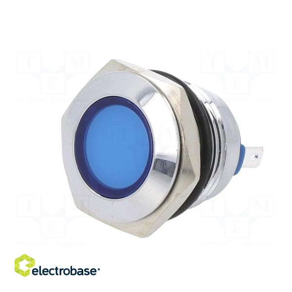 Indicator: LED | flat | blue | 24VDC | 24VAC | Ø16mm | brass | Body: silver image 2