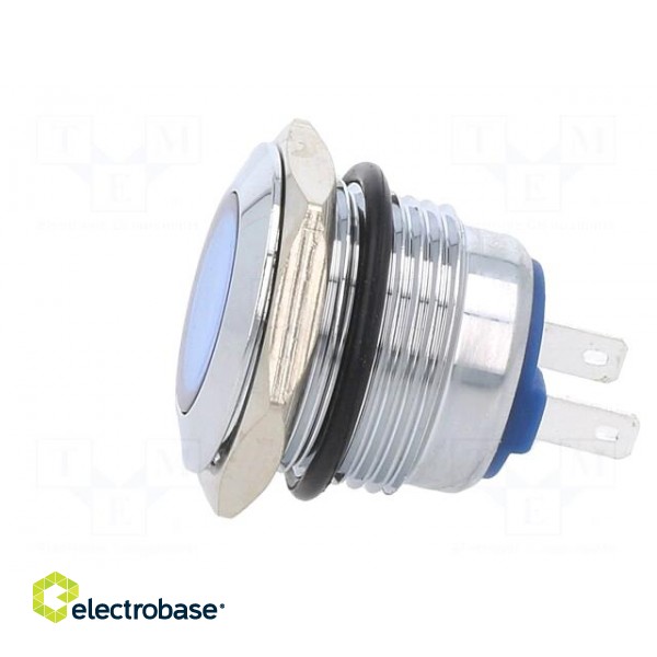 Indicator: LED | flat | blue | 24VDC | 24VAC | Ø16mm | brass | Body: silver image 3