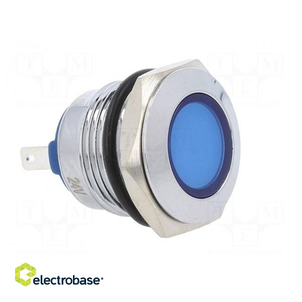 Indicator: LED | flat | blue | 24VDC | 24VAC | Ø16mm | brass | Body: silver фото 8