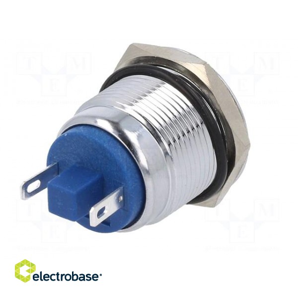 Indicator: LED | flat | blue | 24VDC | 24VAC | Ø19mm | brass | Body: silver image 6