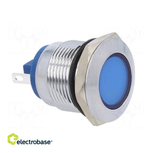 Indicator: LED | flat | blue | 24VDC | 24VAC | Ø19mm | brass | Body: silver image 8